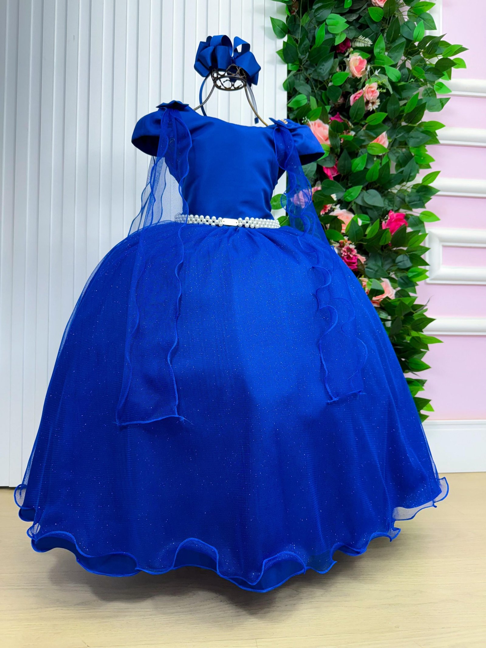 Vestido Banana Club Longo Diamante Azul Royal - Imagem 4