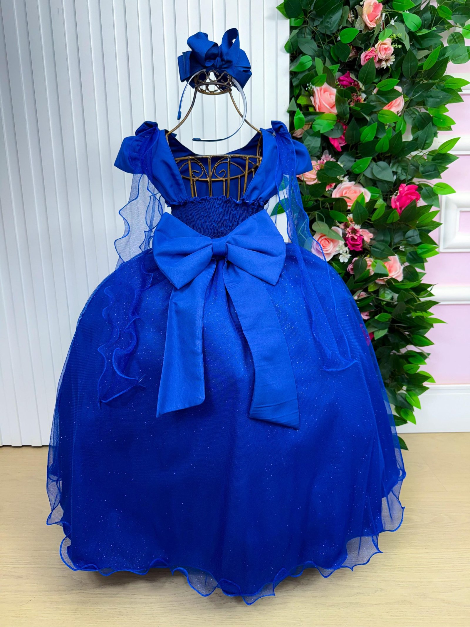 Vestido Banana Club Longo Diamante Azul Royal - Imagem 6