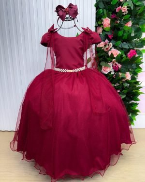 Vestido Banana Club Longo Diamante Marsala