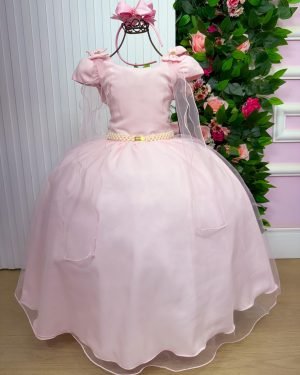 Vestido Banana Club Longo Diamante Rosa Bebe