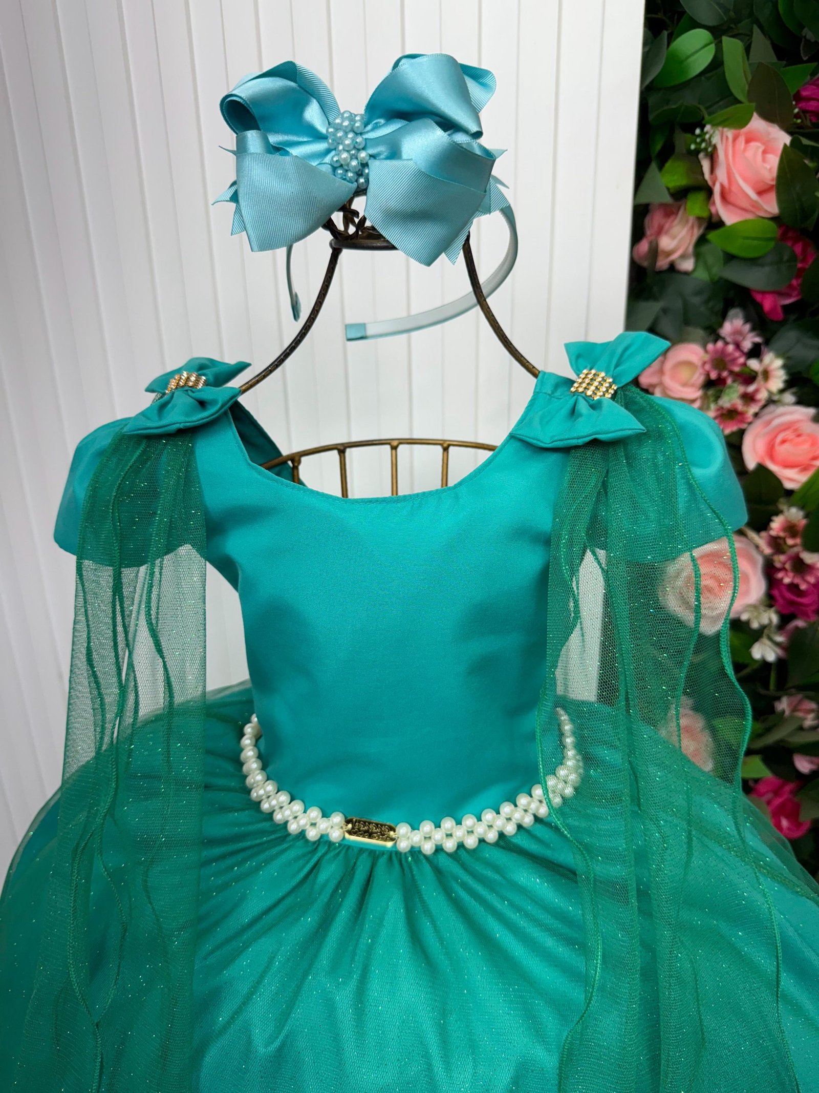 Vestido Banana Club Longo Diamante Verde Jade - Imagem 4