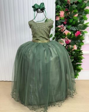 Vestido Enjoy Longo Regata Verde Militar