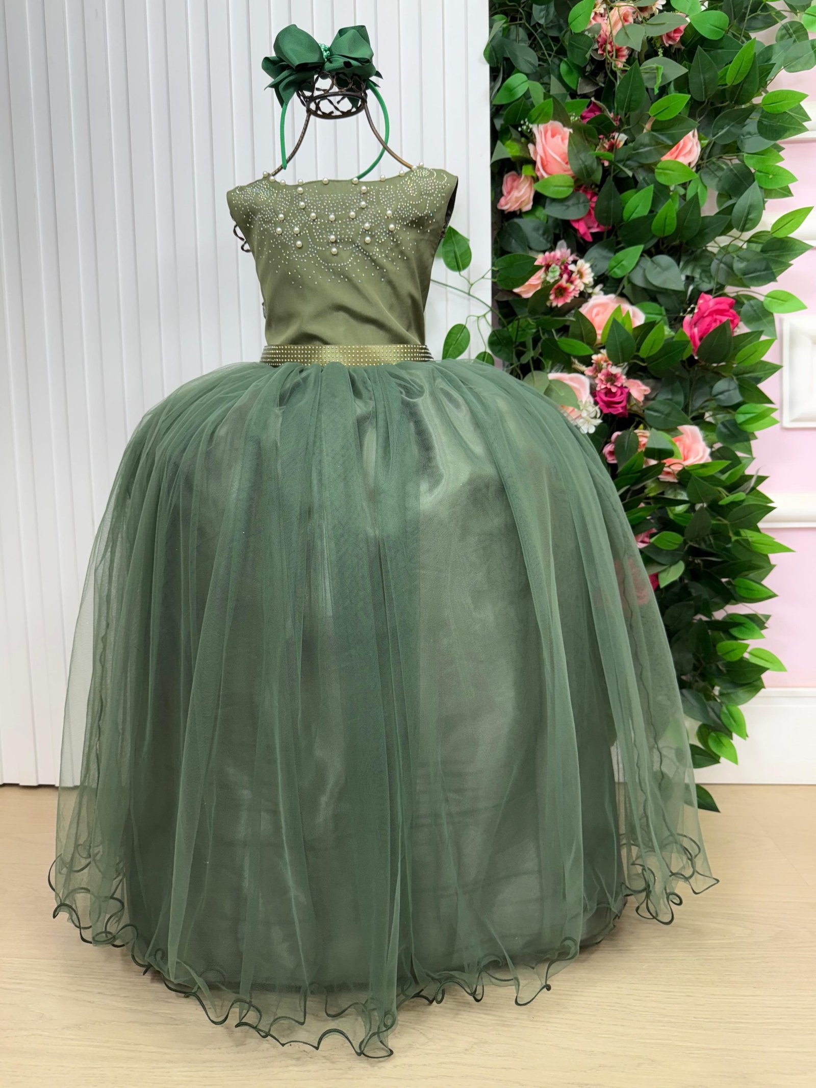 Vestido Enjoy Longo Regata Verde Militar - Imagem 3