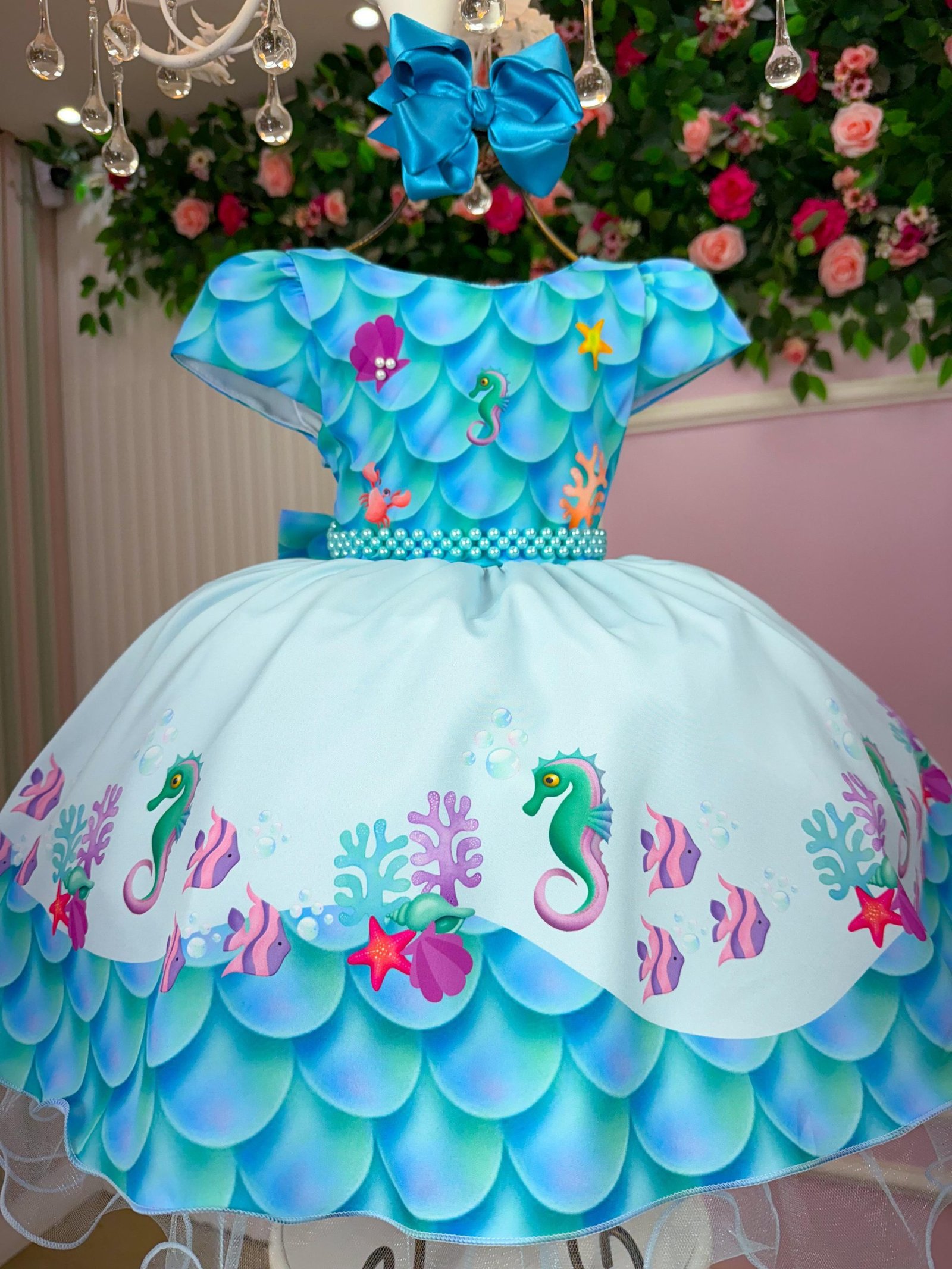 Vestido Tematicos Kids Fundo do Mar – Sereia Ariel Azu - Imagem 2