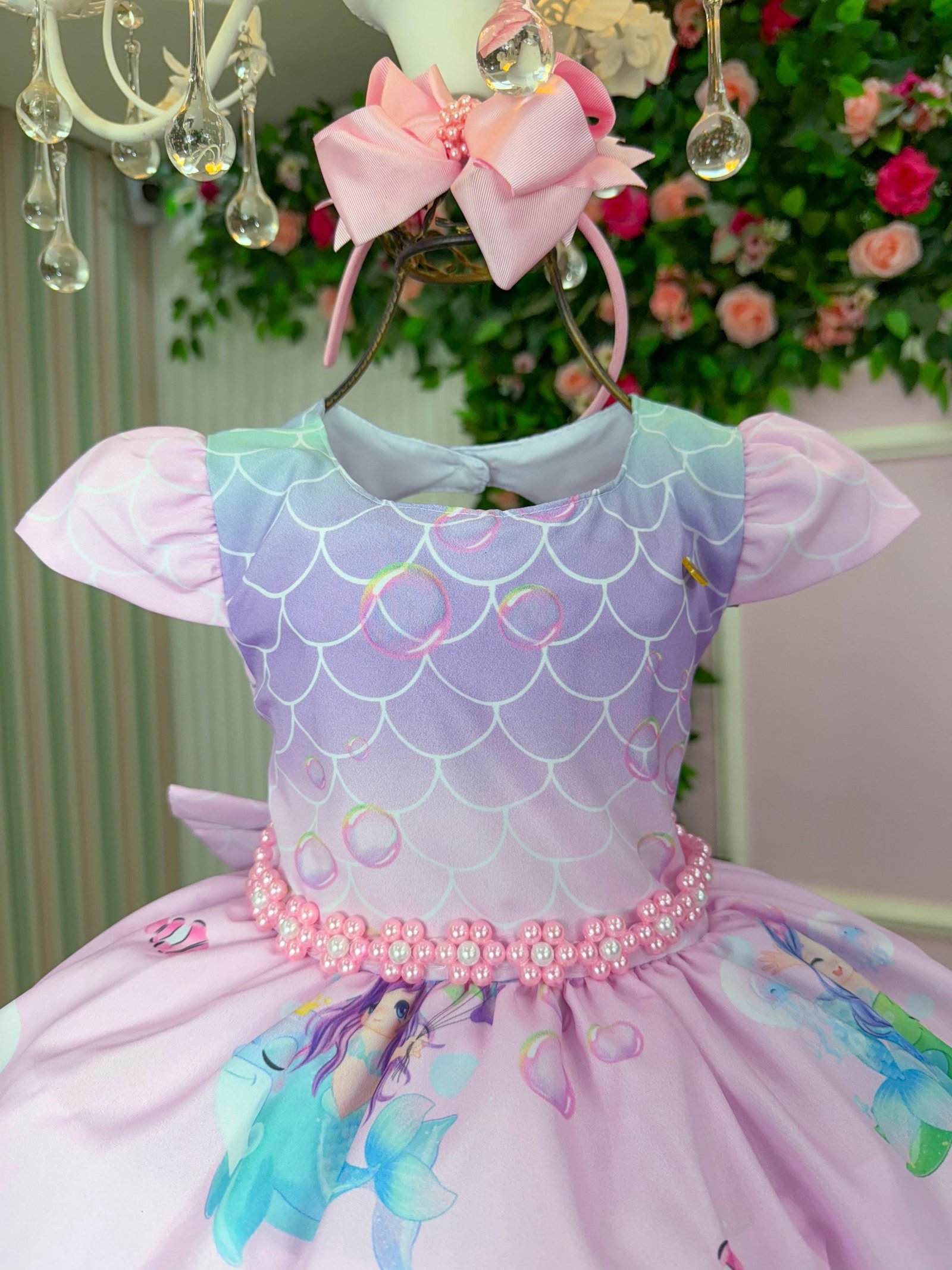 Vestido Infantil Temático Kids Sereia - Fundo do Mar - Imagem 3