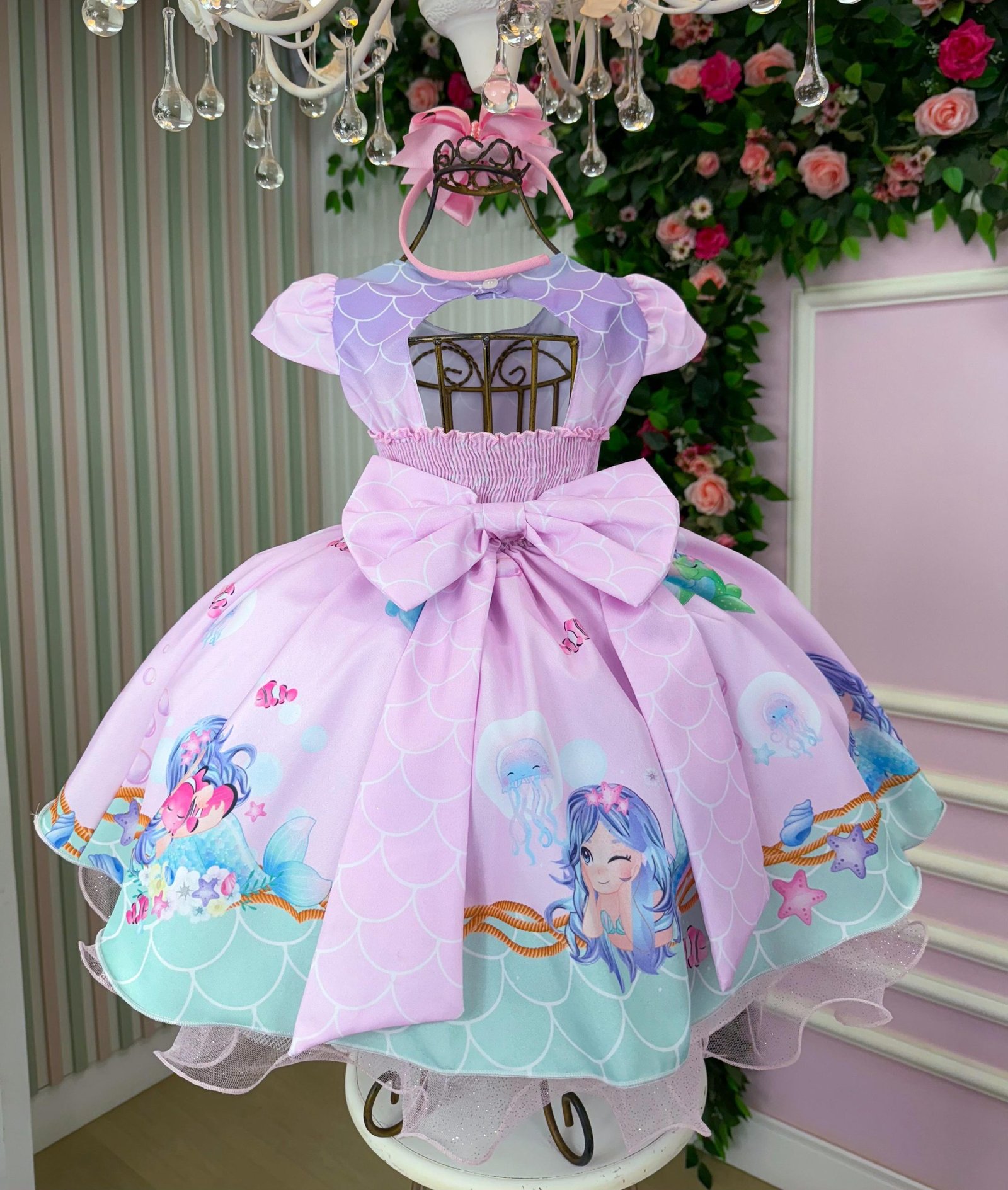 Vestido Infantil Temático Kids Sereia - Fundo do Mar - Imagem 5