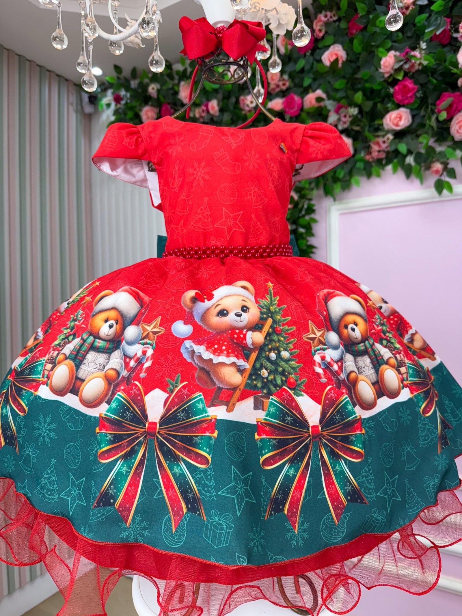 Vestido Banana Club Teddy Natalino Vermelho - Imagem 2