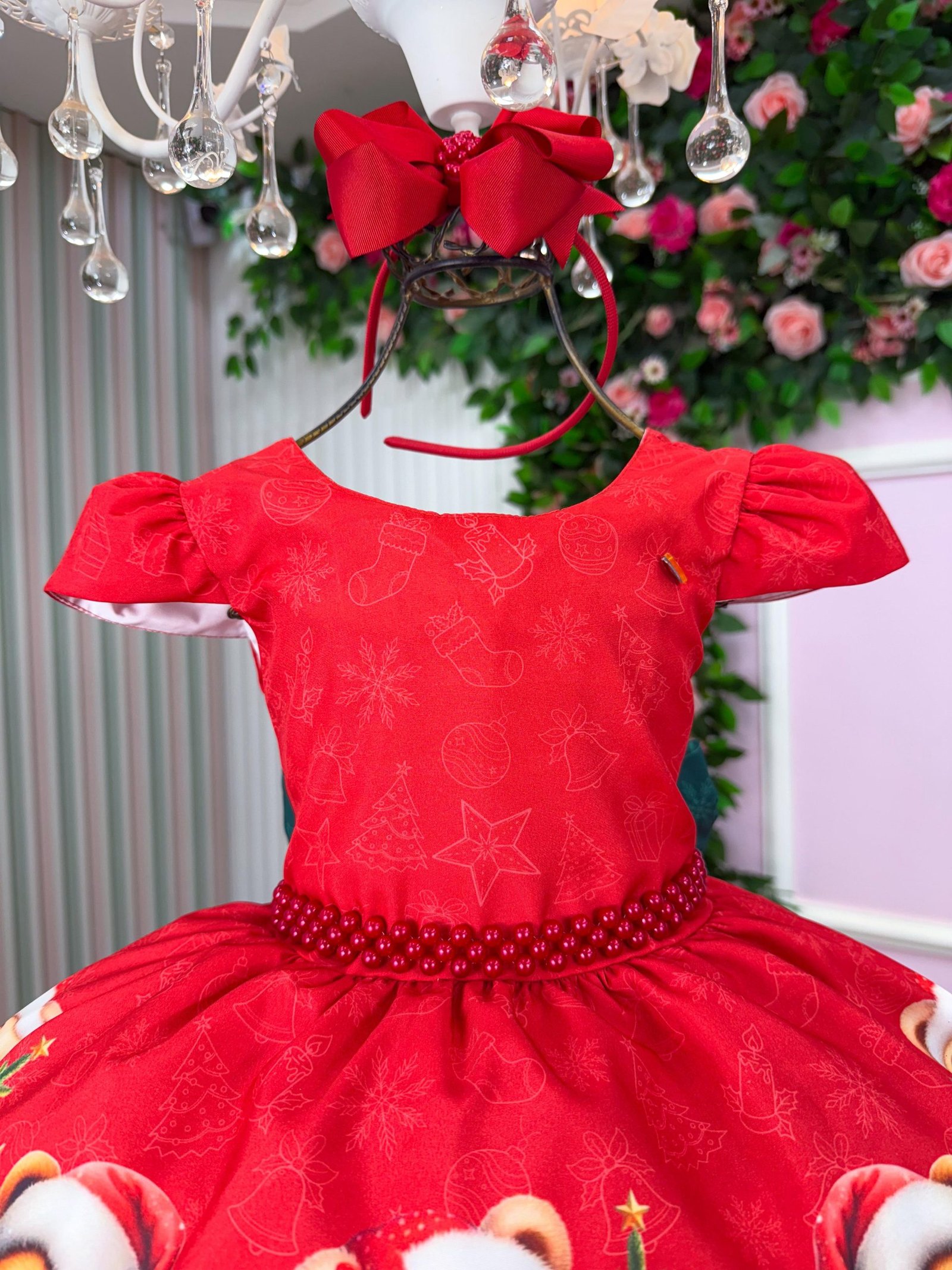 Vestido Banana Club Teddy Natalino Vermelho - Imagem 3