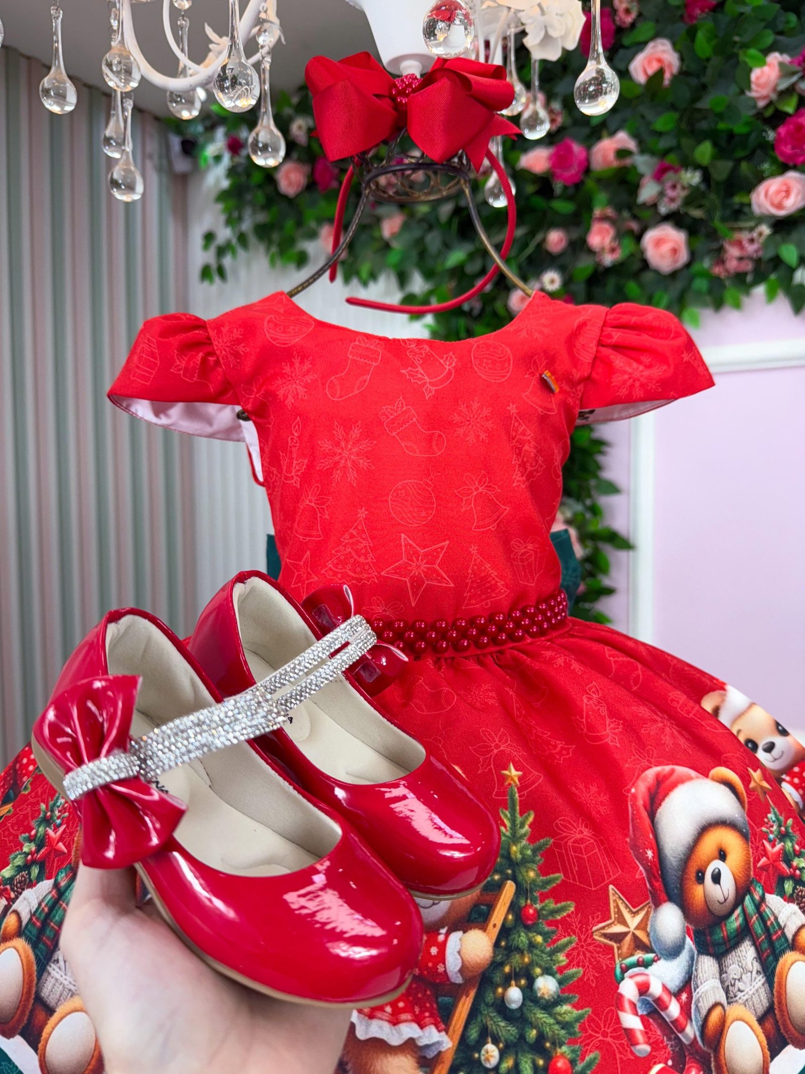 Vestido Banana Club Teddy Natalino Vermelho - Imagem 4