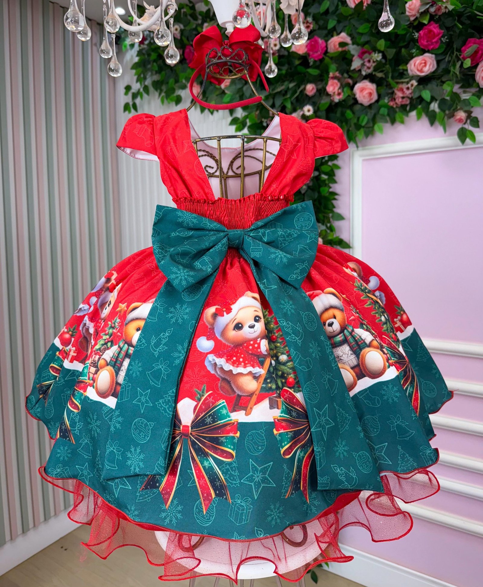 Vestido Banana Club Teddy Natalino Vermelho - Imagem 5