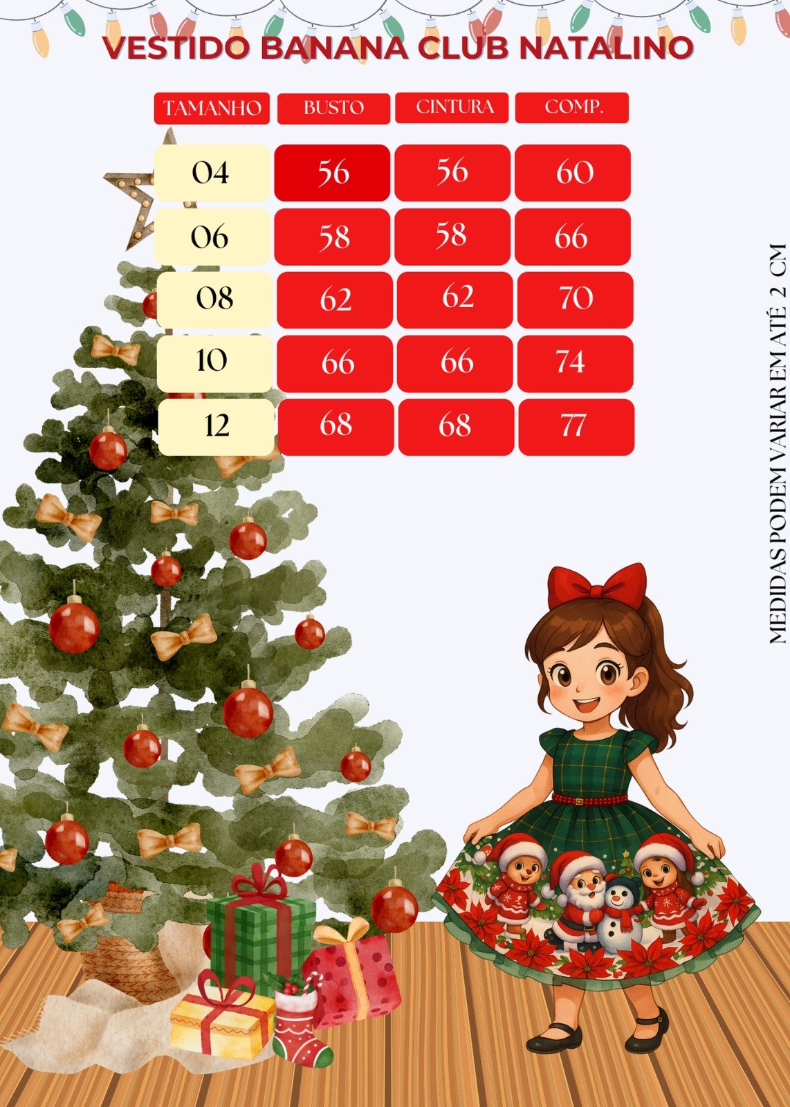 Vestido Banana Club Teddy Natalino Vermelho - Imagem 6