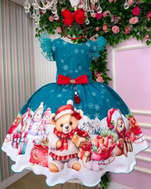 Vestido Marie Floco De Neve Verde - Natal