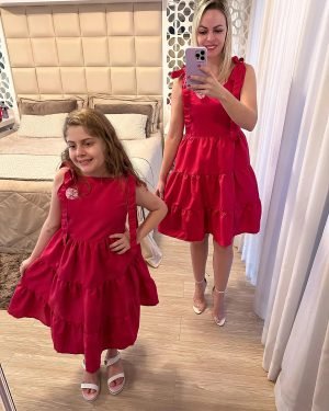 Vestido Blogueirinha Mãe e Filha Nina Pink