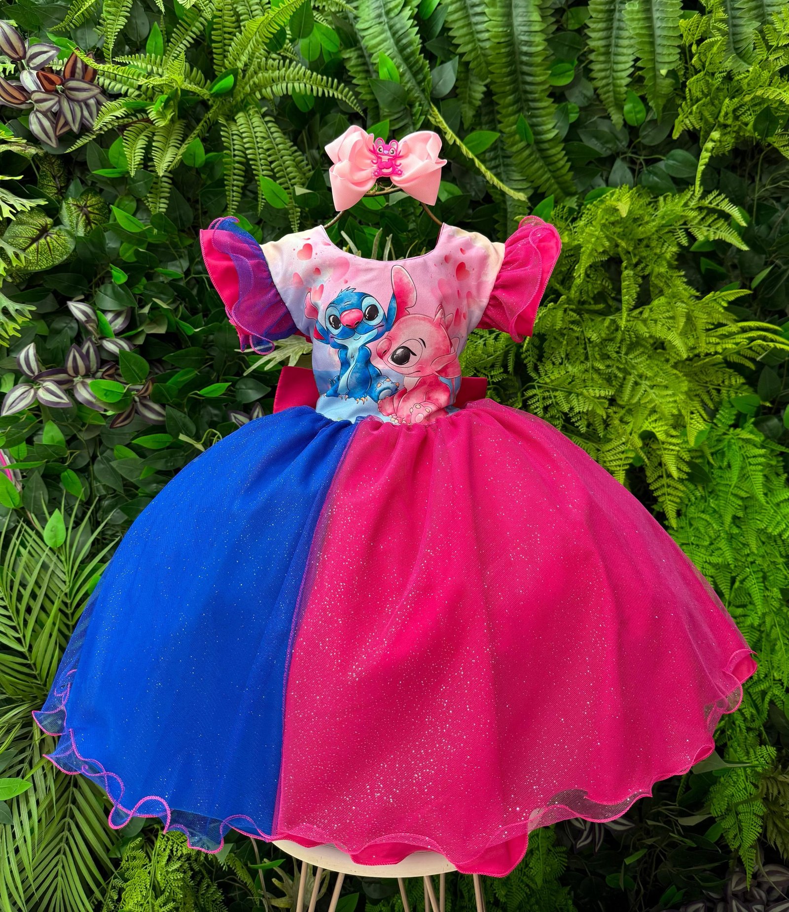 Vestido Tematicos Ysa Kids Lilo Stitch Pink e Azul com Led - Imagem 3