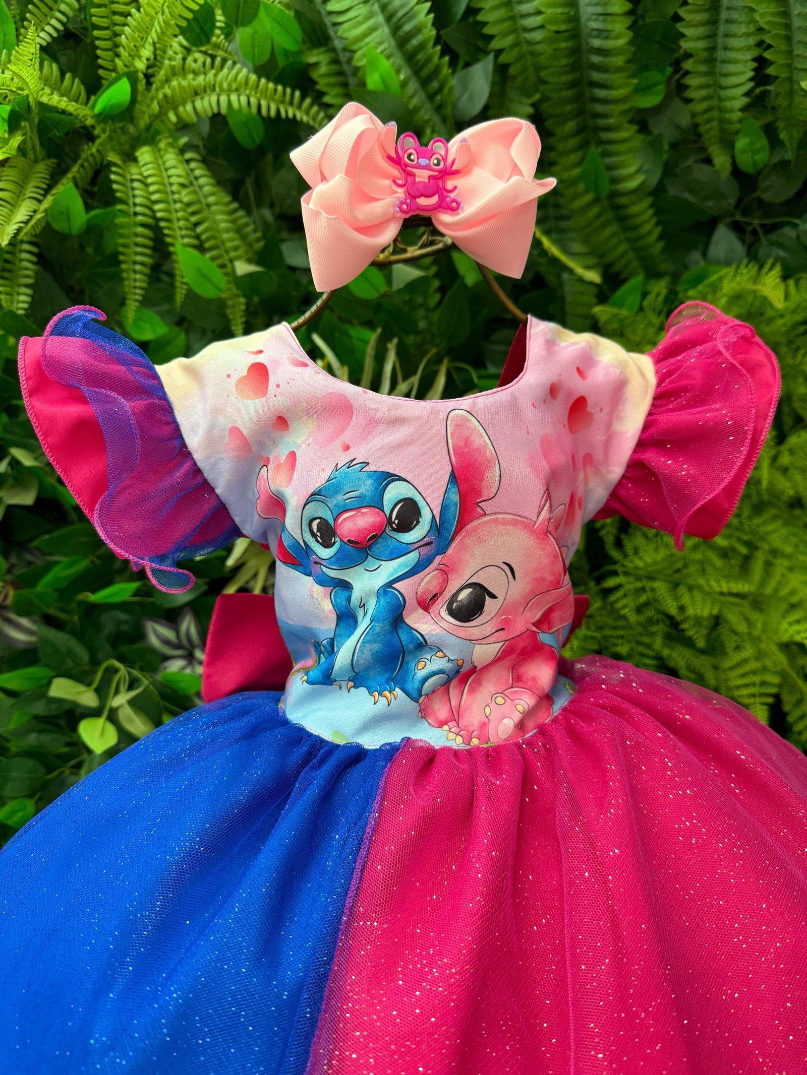 Vestido Tematicos Ysa Kids Lilo Stitch Pink e Azul com Led - Imagem 4