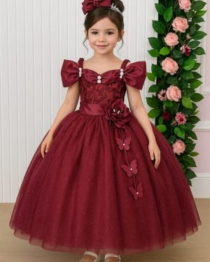 Vestido Marie Longo Manga Princesa Marsala