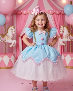Vestido Princesa Belli Tematico Circo - Palhacinha