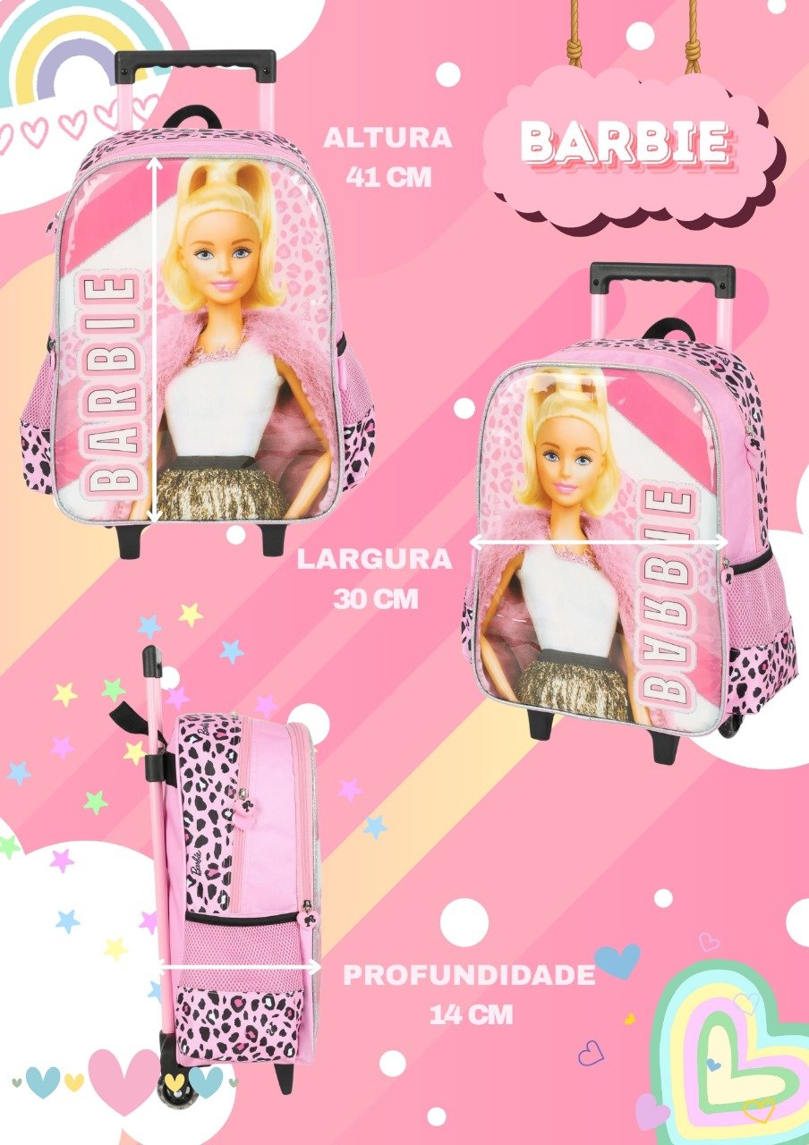 Kit Mochila Rodinhas + Lancheira Barbie Boneca - Imagem 10