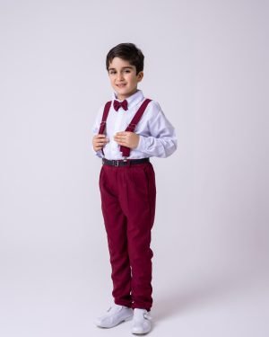 Conjunto Meninos Miss Cherry Leo Suspensorio Marsala