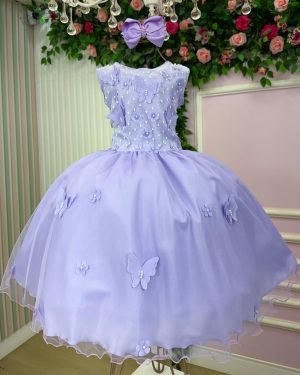 Vestido Marie Jardim das Borboletas Lilas Viviane
