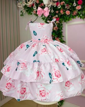 Vestido Giovanella Karine Florido Rosa