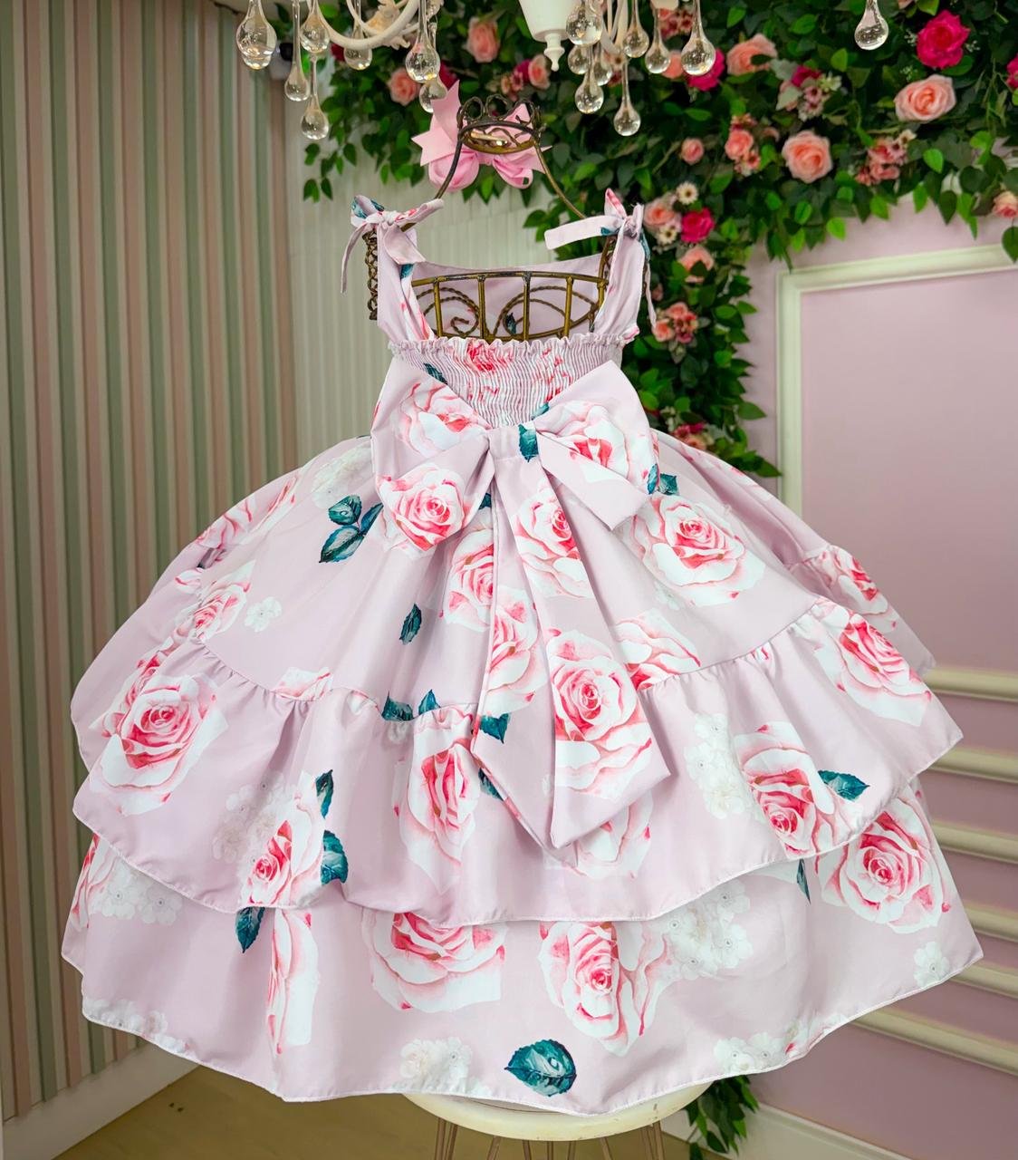 Vestido Giovanella Karine Florido Rosa - Imagem 5