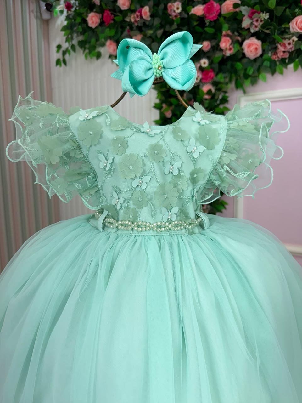 Vestido Menina Bonita Angelie Verde Menta - Imagem 3