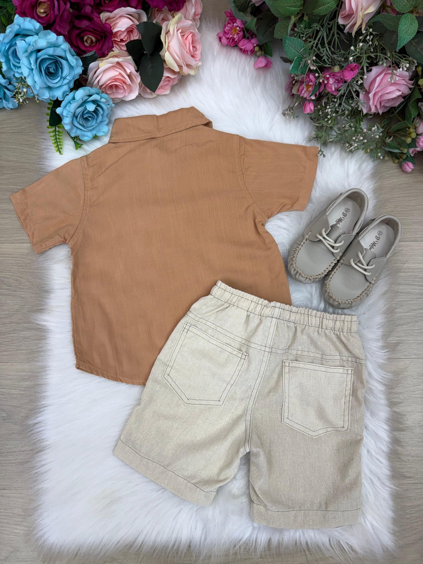 Conjunto Meninos Lucas Banana Club Shorts Camisa Marrom - Imagem 2