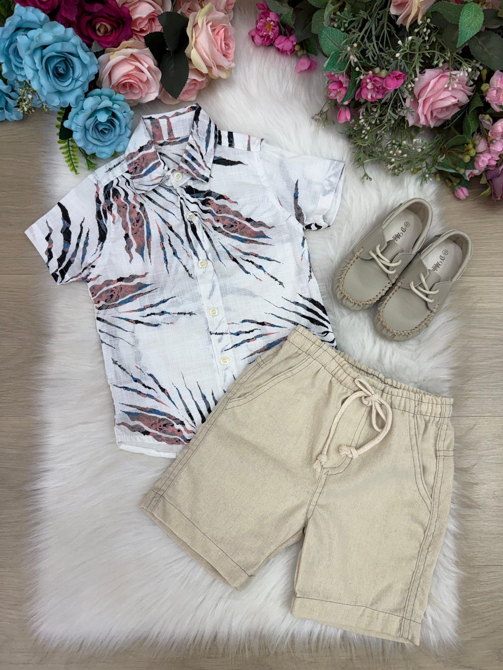 Conjunto Meninos Lucas Banana Club Shorts Linho