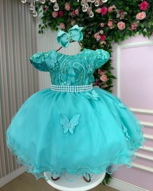 Vestido Marie Maite Jardim Encantado Verde Tiffany