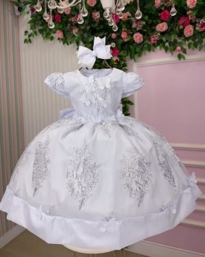 Vestido Marie Marcelina Jardim Encantado Branco