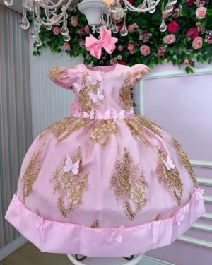 Vestido Marie Marcelina Jardim Encantado Rosa Bebe