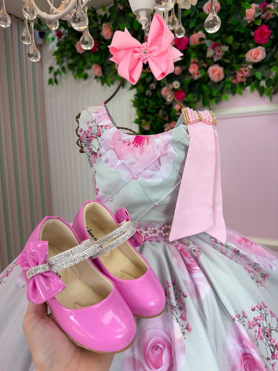 Vestido Bella Child Celina Florido Verde Claro - Imagem 4