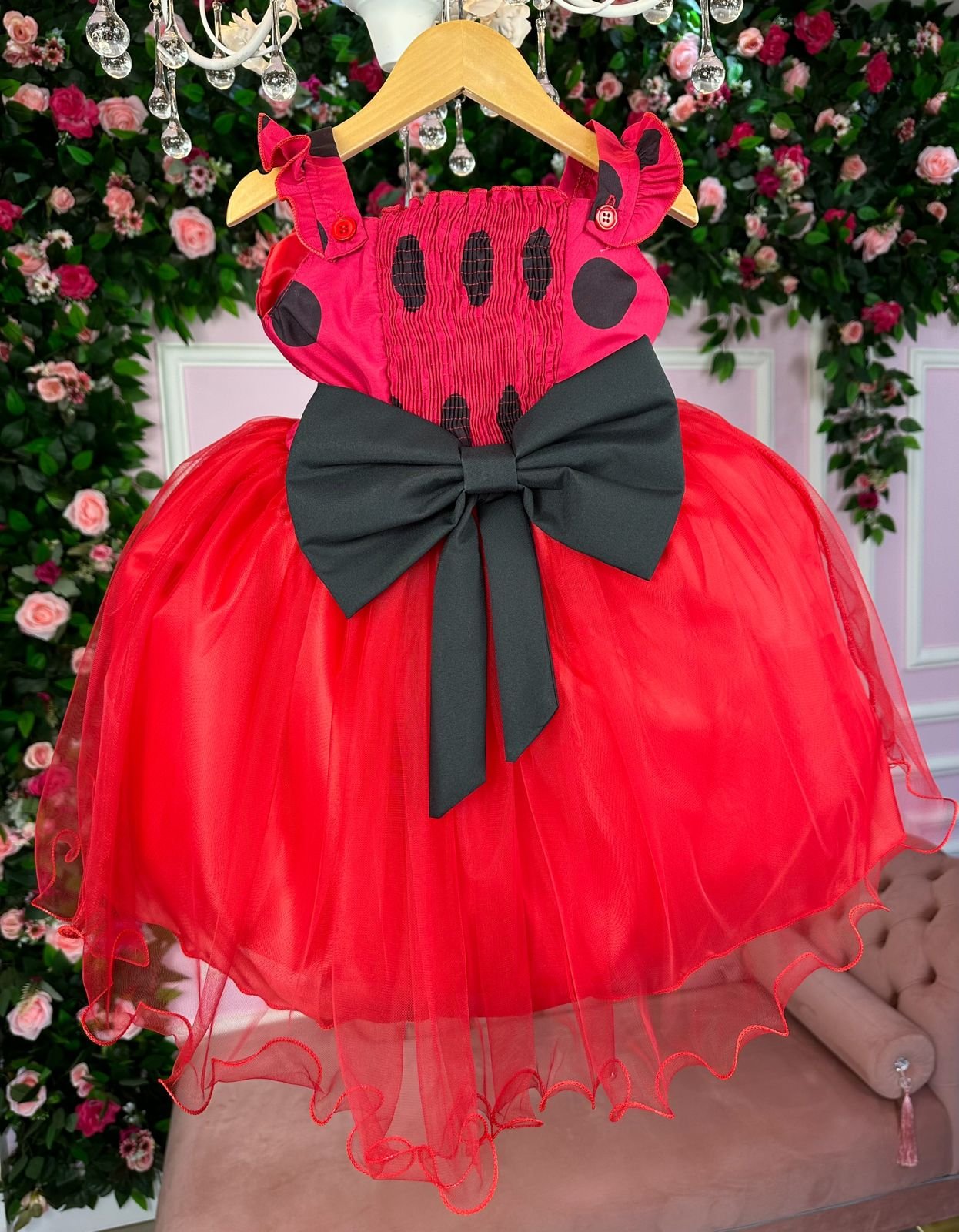 Vestido Banana Club Minnie/Minie Vermelha Bolinhas Poa - Imagem 3