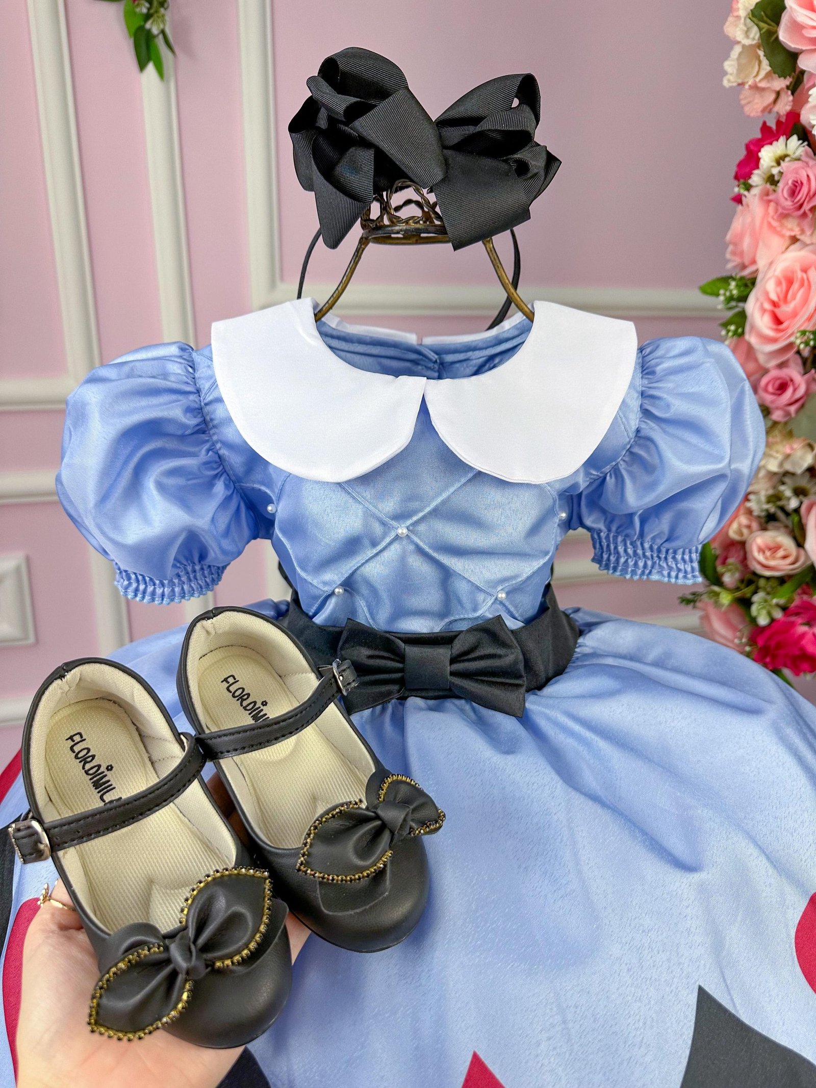 Vestido Marie Tematico Alice No Pais Das Maravilhas - Imagem 5