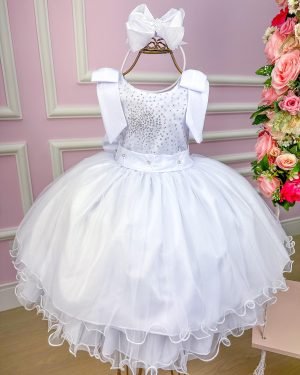 Vestido Marie Juvenil Branco Peito Glitter