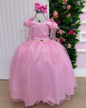 Vestido Banana Club Longo Diamante Rosa Chiclete