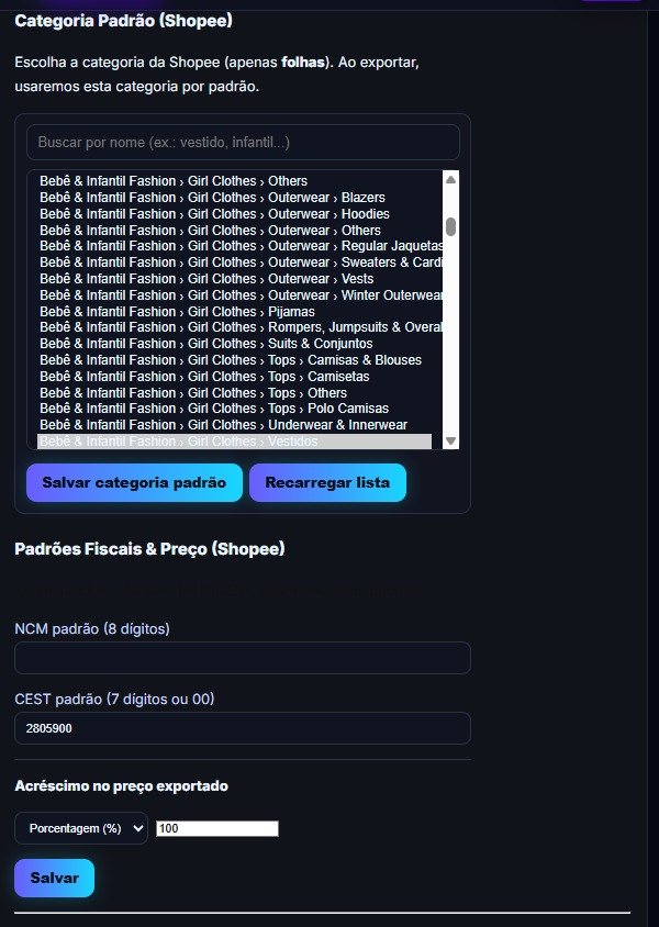 Seleção de categoria e margem