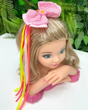 Laço Belli Bico de Pato Rosa Xadrez Junino