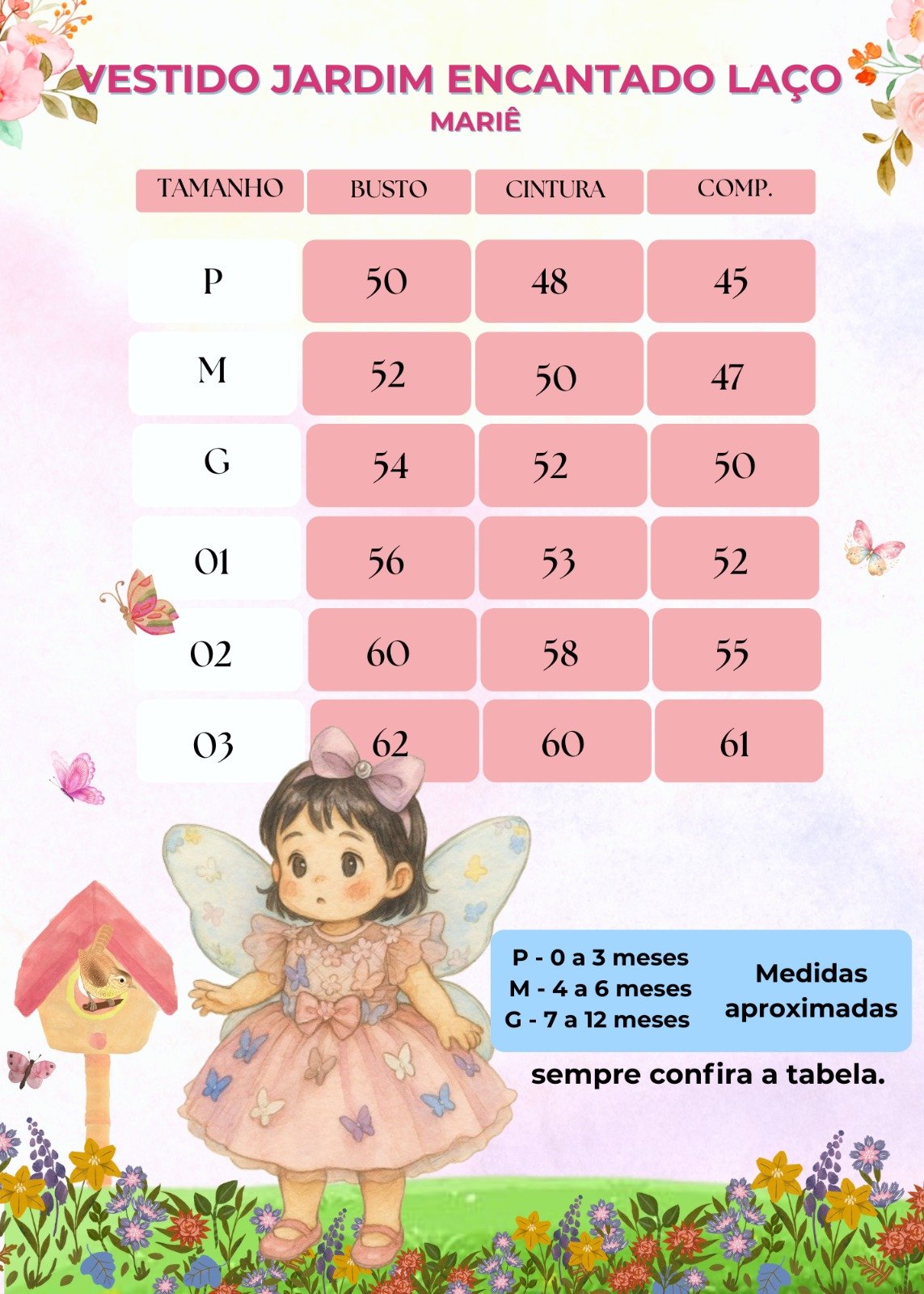 Vestido Marie Bebe Branco Jardim Encantado Laço - Imagem 5