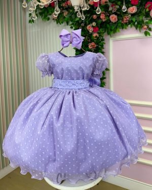 Vestido Marie Lilás Bolinhas