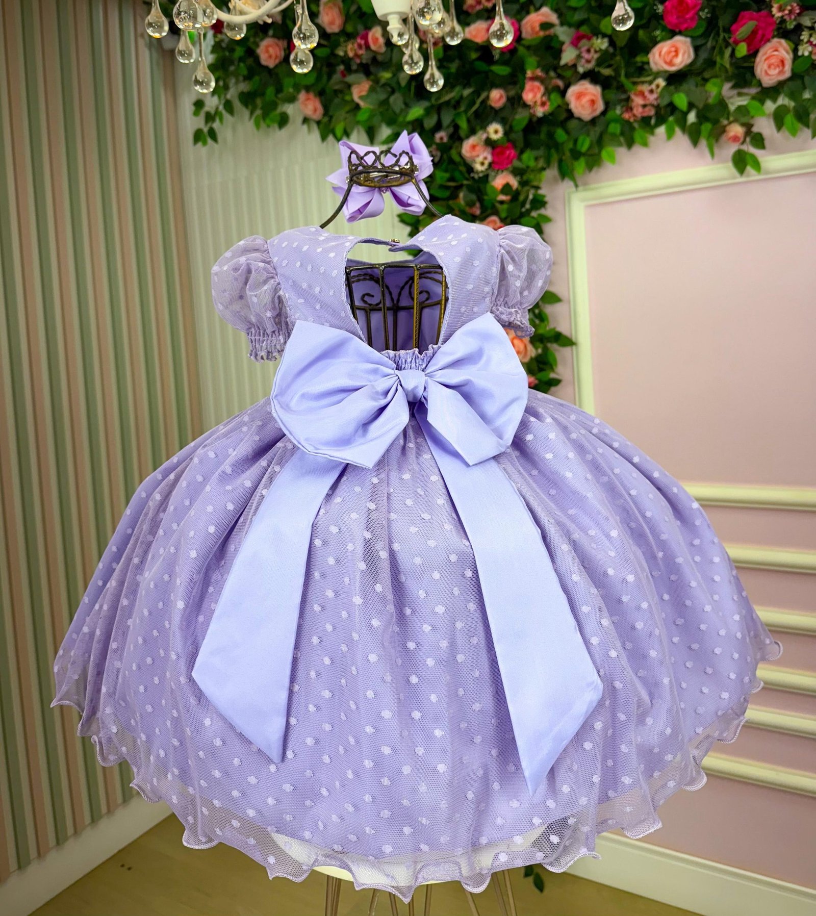 Vestido Marie Lilás Bolinhas - Imagem 3