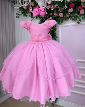 Vestido Bella Child Polly Rosa Chiclete