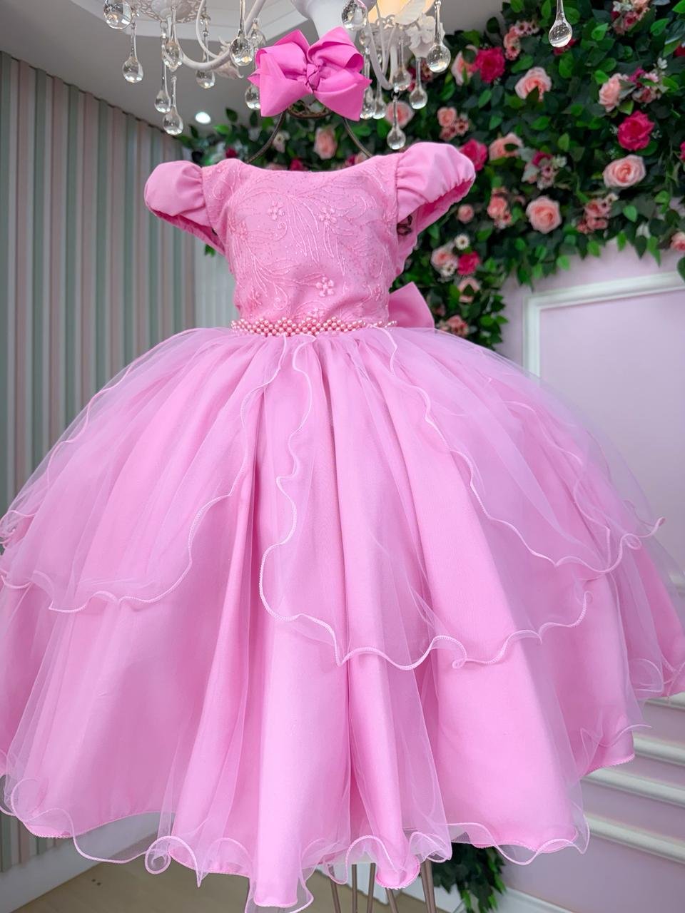 Vestido Bella Child Polly Rosa Chiclete - Imagem 2