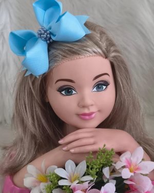 Laço Belli Bico de Pato Azul Bebe Miolo de Perolas