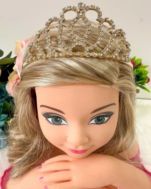 Coroa Belli Strass Dourada Luna