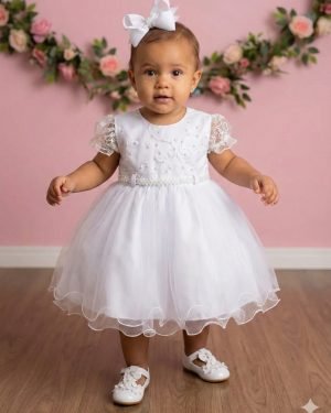 Vestido Menina Bonita Bebe Ana Sofia Branco