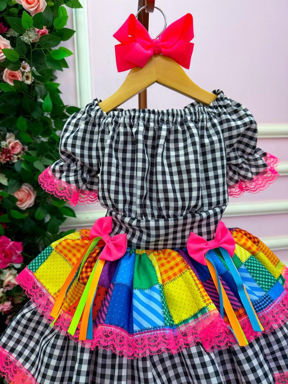 Vestido Junino Banana Club Luxo Quermesse do Sertão Preto - Imagem 5