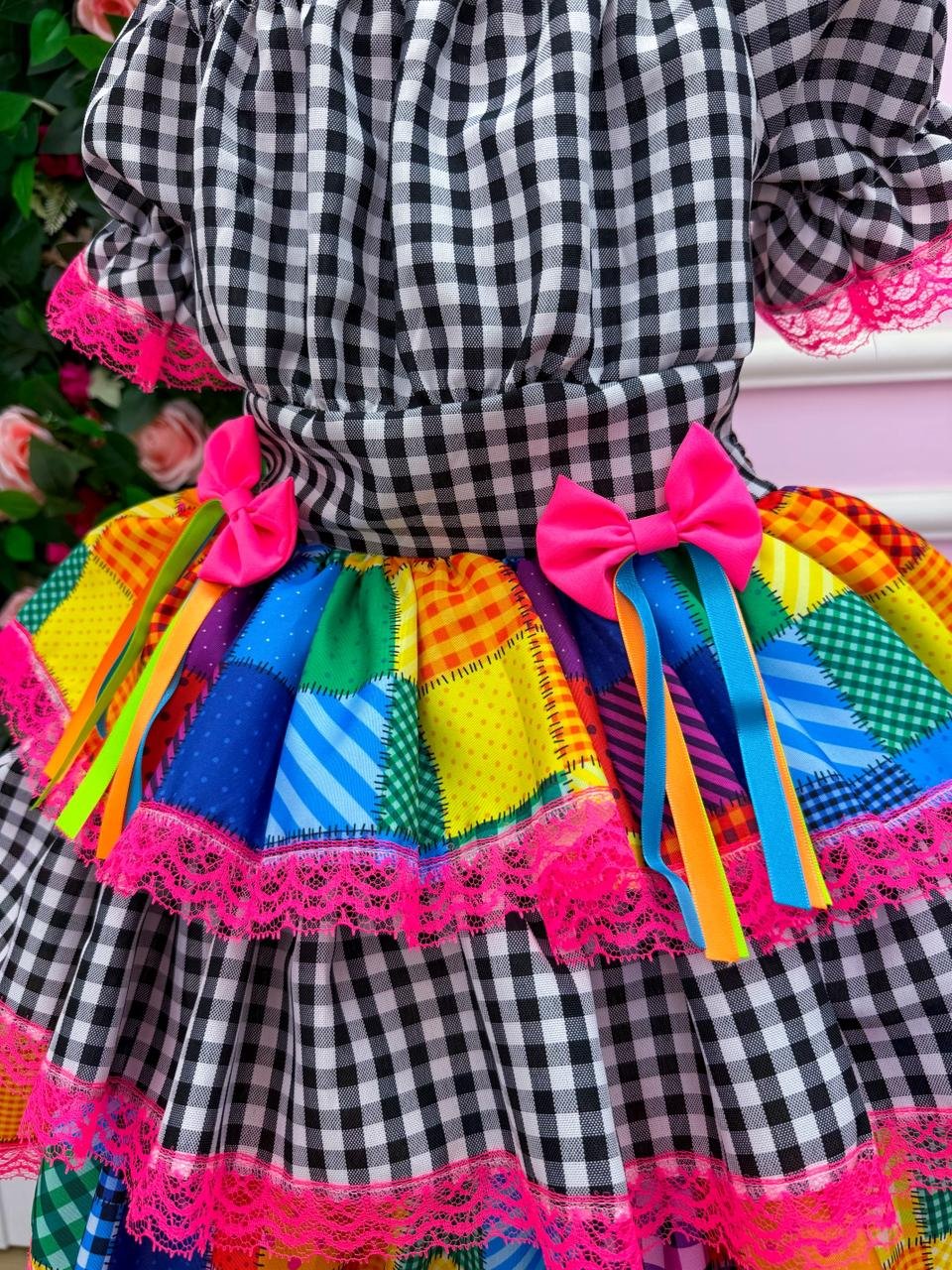 Vestido Junino Banana Club Luxo Quermesse do Sertão Preto - Imagem 6