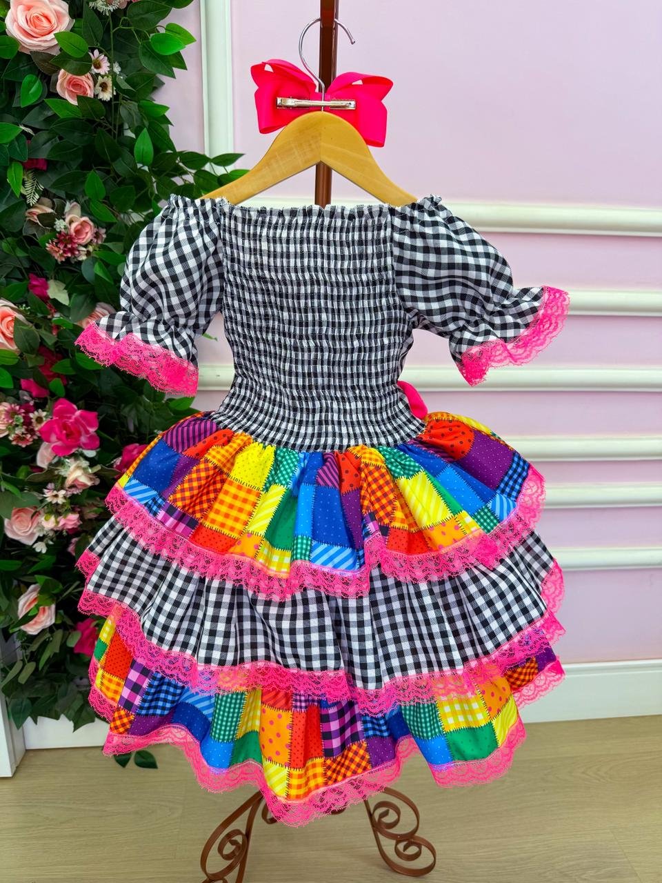 Vestido Junino Banana Club Luxo Quermesse do Sertão Preto - Imagem 8